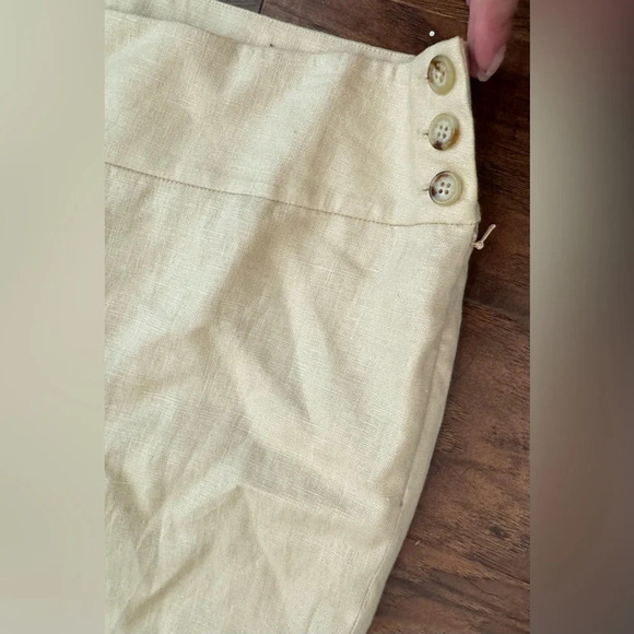 Lauren Ralph Lauren Khaki 100% Linen Wide Leg Pants Side Zip Lagenlook NWT 12 - Picture 3 of 10